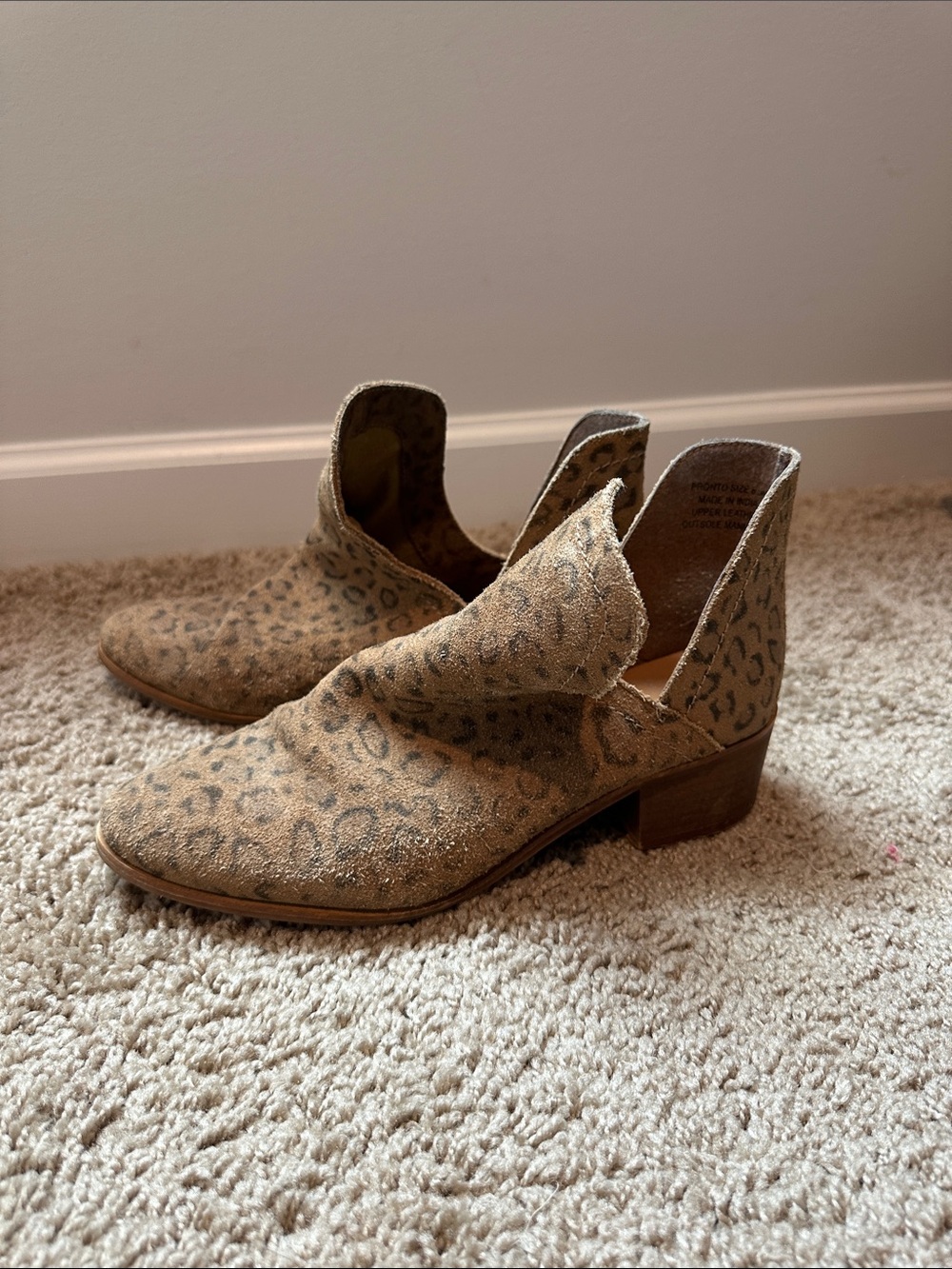 Leopard Print Suede Cutout Ankle Boots - Brown